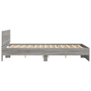 vidaXL szürke sonoma színű ágykeret fejtámlával és LED-del 150x200 cm
