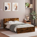 vidaXL füstös tölgy színű ágykeret fejtámlával és LED-del 140x200 cm