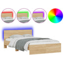 vidaXL sonoma tölgy színű ágykeret fejtámlával és LED-del 135x190 cm