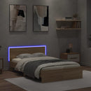 vidaXL sonoma tölgy színű ágykeret fejtámlával és LED-del 135x190 cm