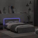 vidaXL betonszürke ágykeret fejtámlával és LED-del 135x190 cm