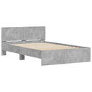 vidaXL betonszürke ágykeret fejtámlával és LED-del 135x190 cm
