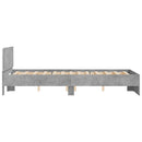 vidaXL betonszürke ágykeret fejtámlával és LED-del 135x190 cm