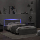 vidaXL szürke sonoma színű ágykeret fejtámlával és LED-del 135x190 cm