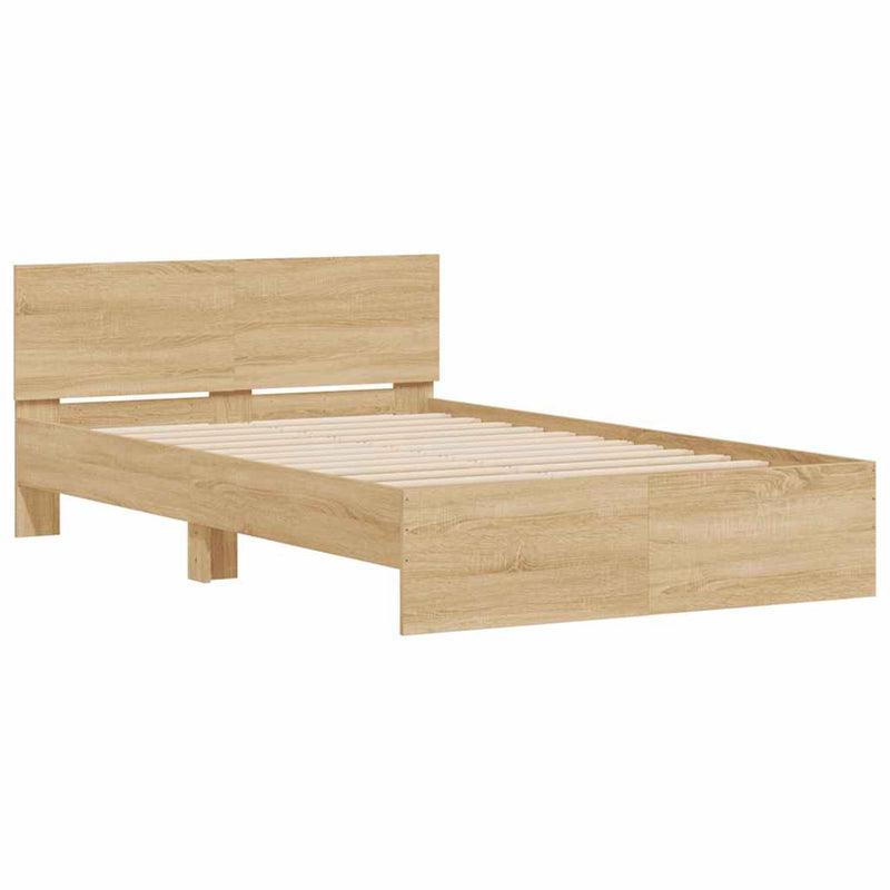 vidaXL sonoma tölgy színű ágykeret fejtámlával és LED-del 120x190 cm