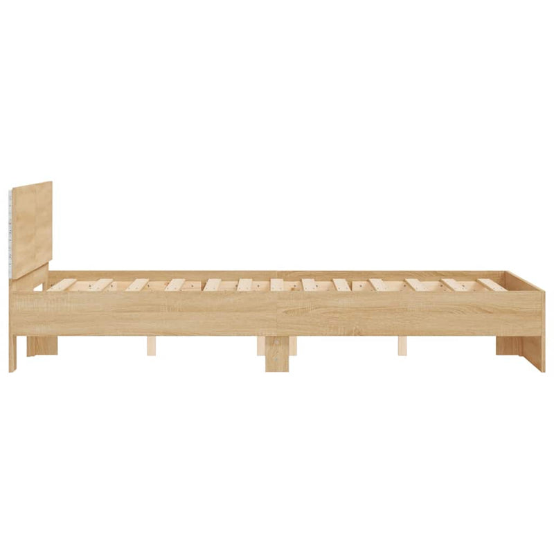 vidaXL sonoma tölgy színű ágykeret fejtámlával és LED-del 120x190 cm