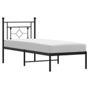 vidaXL fekete fém ágykeret fejtámlával 80 x 200 cm