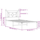 vidaXL fekete fém ágykeret fejtámlával 90 x 190 cm