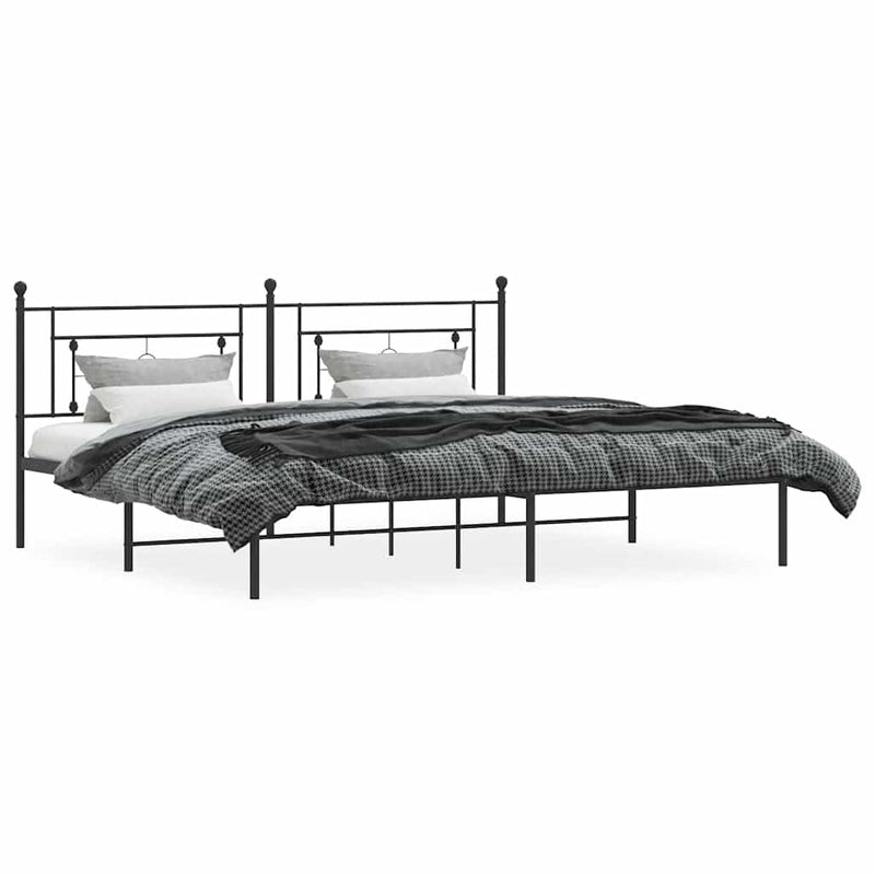 vidaXL fekete fém ágykeret fejtámlával 193 x 203 cm