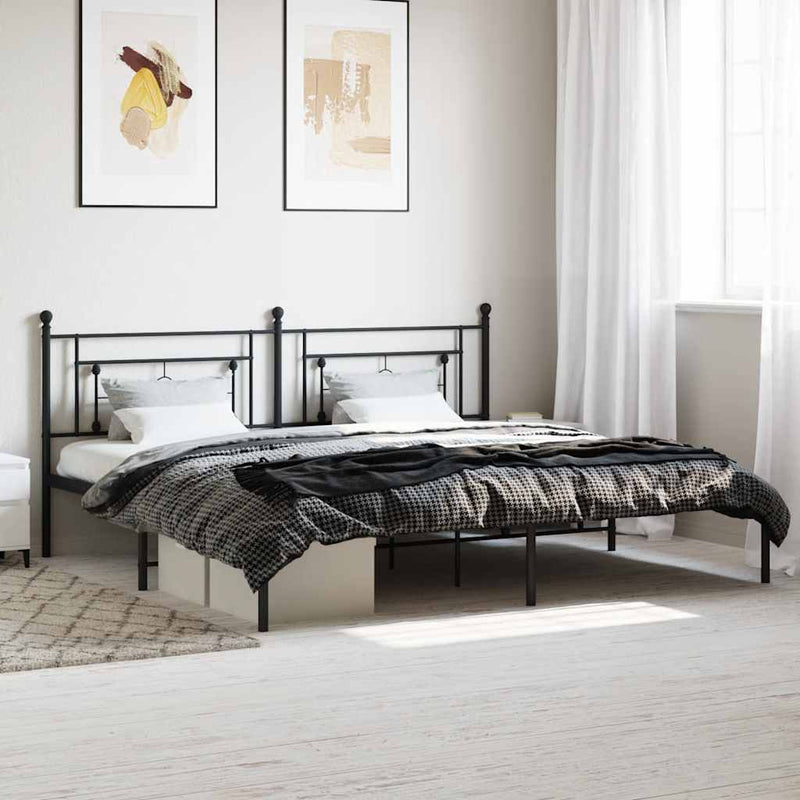 vidaXL fekete fém ágykeret fejtámlával 193 x 203 cm