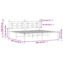 vidaXL fekete fém ágykeret fejtámlával 200 x 200 cm