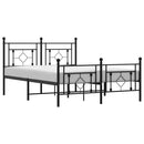 vidaXL fekete fém ágykeret fej- és lábtámlával 135 x 190 cm