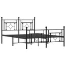 vidaXL fekete fém ágykeret fej- és lábtámlával 135 x 190 cm