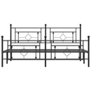 vidaXL fekete fém ágykeret matrac nélkül lábtartóval 180 x 200 cm