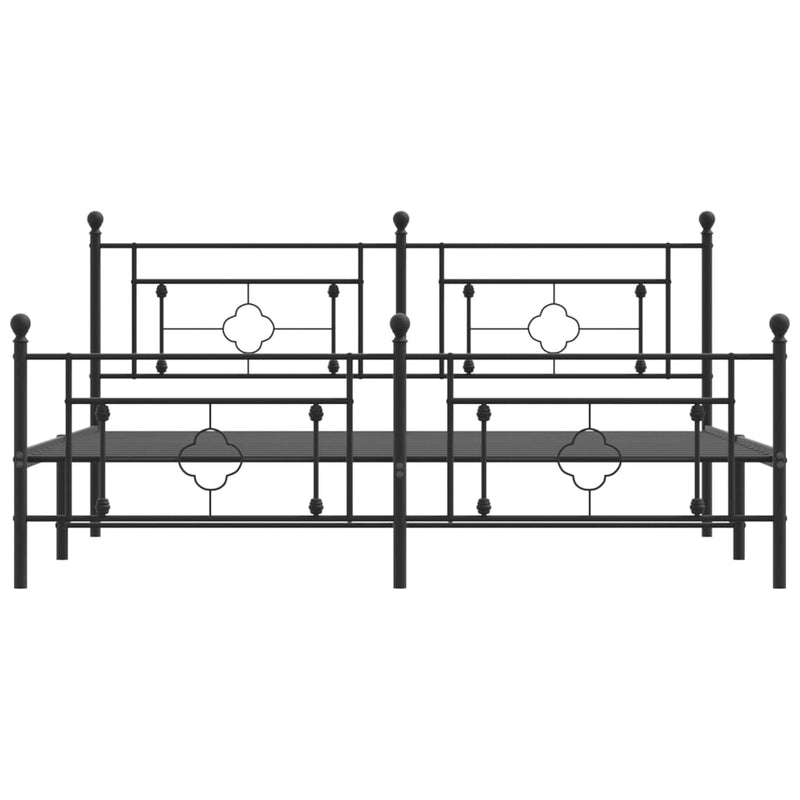 vidaXL fekete fém ágykeret matrac nélkül lábtartóval 180 x 200 cm