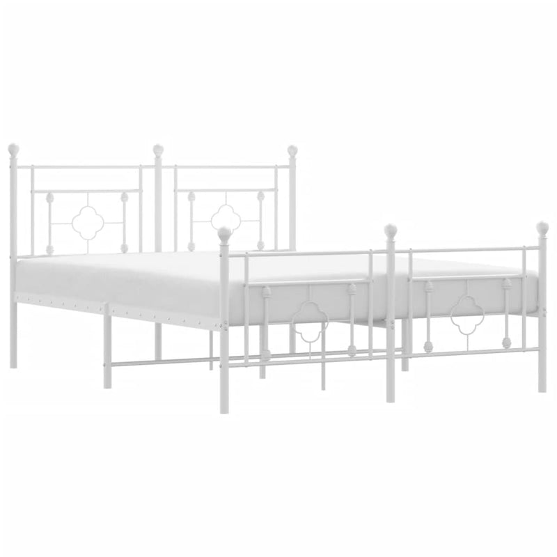 vidaXL fehér fém ágykeret fej- és lábtámlával 135x190 cm