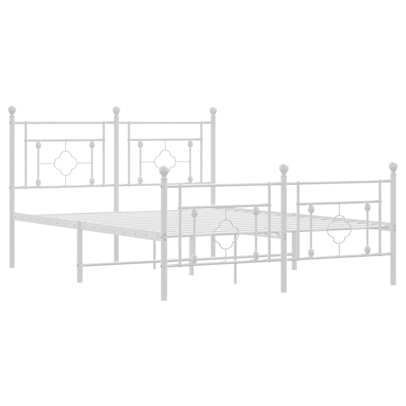 vidaXL fehér fém ágykeret fej- és lábtámlával 135x190 cm