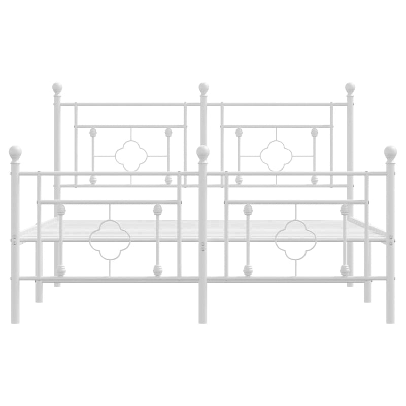 vidaXL fehér fém ágykeret fej- és lábtámlával 135x190 cm
