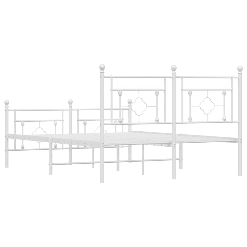 vidaXL fehér fém ágykeret fej- és lábtámlával 135x190 cm