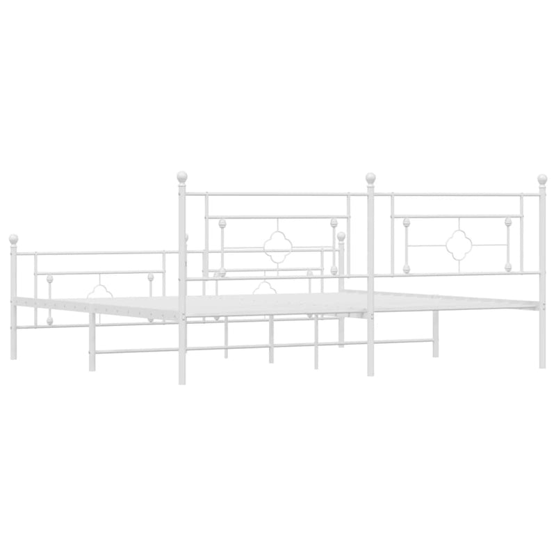 vidaXL fehér fém ágykeret fej- és lábtámlával 200x200 cm