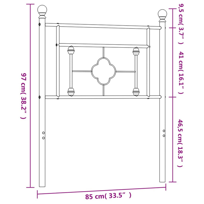 vidaXL fehér fém fejtámla 80 cm