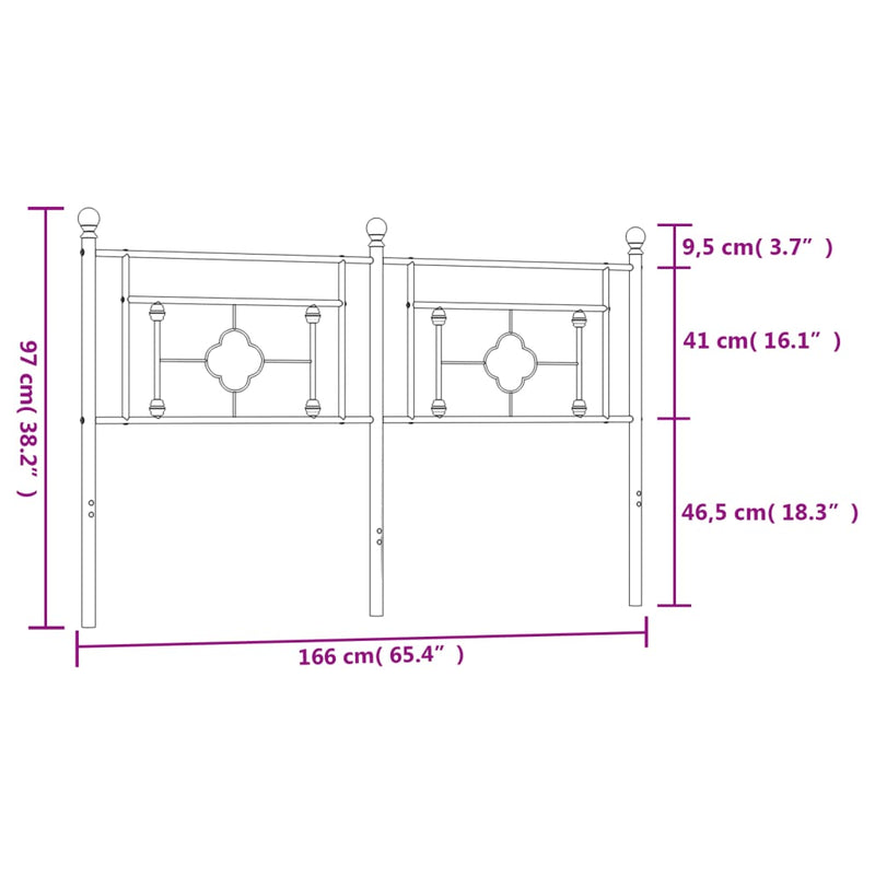 vidaXL fehér fém fejtámla 160 cm