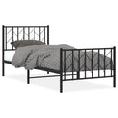 vidaXL fekete fém ágykeret fej- és lábtámlával 90 x 190 cm