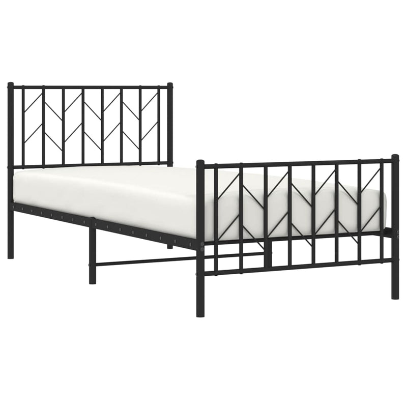 vidaXL fekete fém ágykeret fej- és lábtámlával 90 x 200 cm