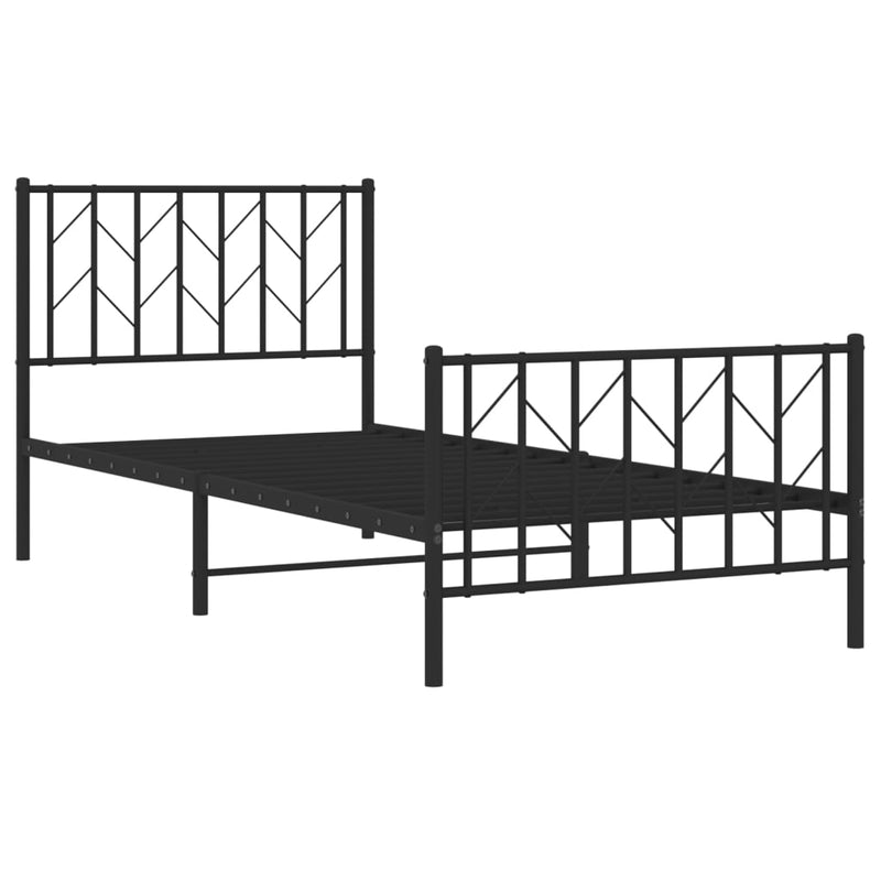 vidaXL fekete fém ágykeret fej- és lábtámlával 90 x 200 cm