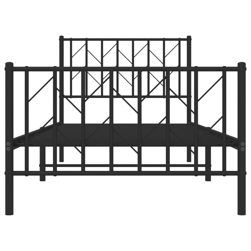 vidaXL fekete fém ágykeret fej- és lábtámlával 90 x 200 cm