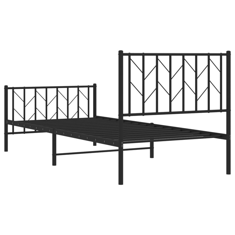 vidaXL fekete fém ágykeret fej- és lábtámlával 90 x 200 cm