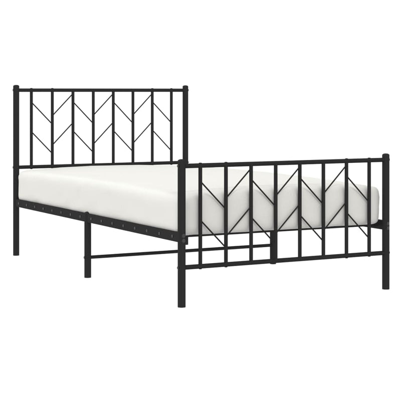 vidaXL fekete fém ágykeret fej- és lábtámlával 100 x 190 cm