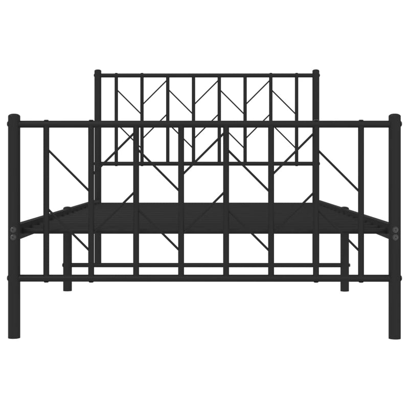 vidaXL fekete fém ágykeret fej- és lábtámlával 100 x 190 cm