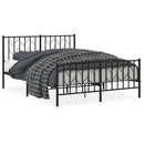 vidaXL fekete fém ágykeret fej- és lábtámlával 135 x 190 cm