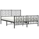 vidaXL fekete fém ágykeret fej- és lábtámlával 135 x 190 cm