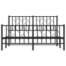 vidaXL fekete fém ágykeret fej- és lábtámlával 135 x 190 cm