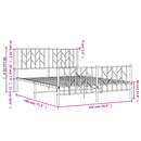 vidaXL fekete fém ágykeret fej- és lábtámlával 135 x 190 cm