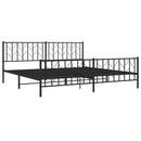 vidaXL fekete fém ágykeret fej- és lábtámlával 200 x 200 cm