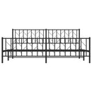vidaXL fekete fém ágykeret fej- és lábtámlával 200 x 200 cm
