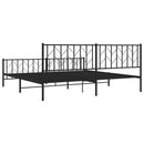 vidaXL fekete fém ágykeret fej- és lábtámlával 200 x 200 cm