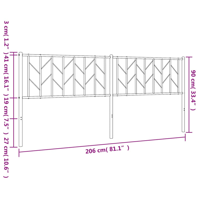 vidaXL fekete fém fejtámla 200 cm