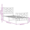 vidaXL fehér fém ágykeret fej- és lábtámlával 75 x 190 cm