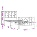 vidaXL fehér fém ágykeret fej- és lábtámlával 90 x 200 cm