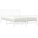 vidaXL fehér fém ágykeret fej- és lábtámlával 135 x 190 cm