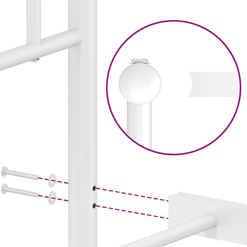vidaXL fehér fém ágykeret fej- és lábtámlával 160 x 200 cm