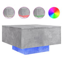vidaXL betonszürke dohányzóasztal LED-lámpákkal 55 x 55 x 31 cm