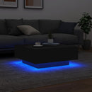vidaXL fekete dohányzóasztal LED-lámpákkal 80 x 80 x 31 cm