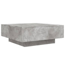 vidaXL betonszürke dohányzóasztal LED-lámpákkal 80 x 8 0x 31 cm