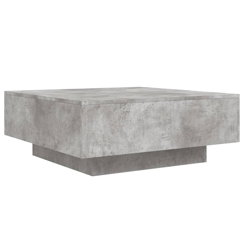 vidaXL betonszürke dohányzóasztal LED-lámpákkal 80 x 8 0x 31 cm