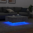 vidaXL betonszürke dohányzóasztal LED-lámpákkal 80 x 8 0x 31 cm